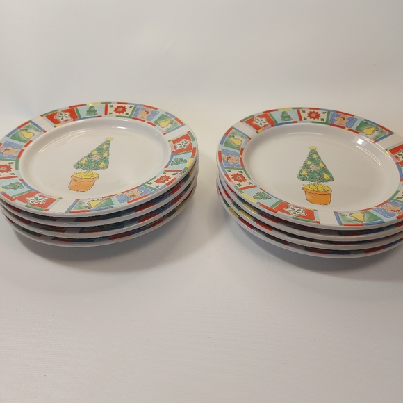 Vintage Patchwork Christmas Alecia Keen NIC mug and plate 16 pc dish set - Picture 5 of 13